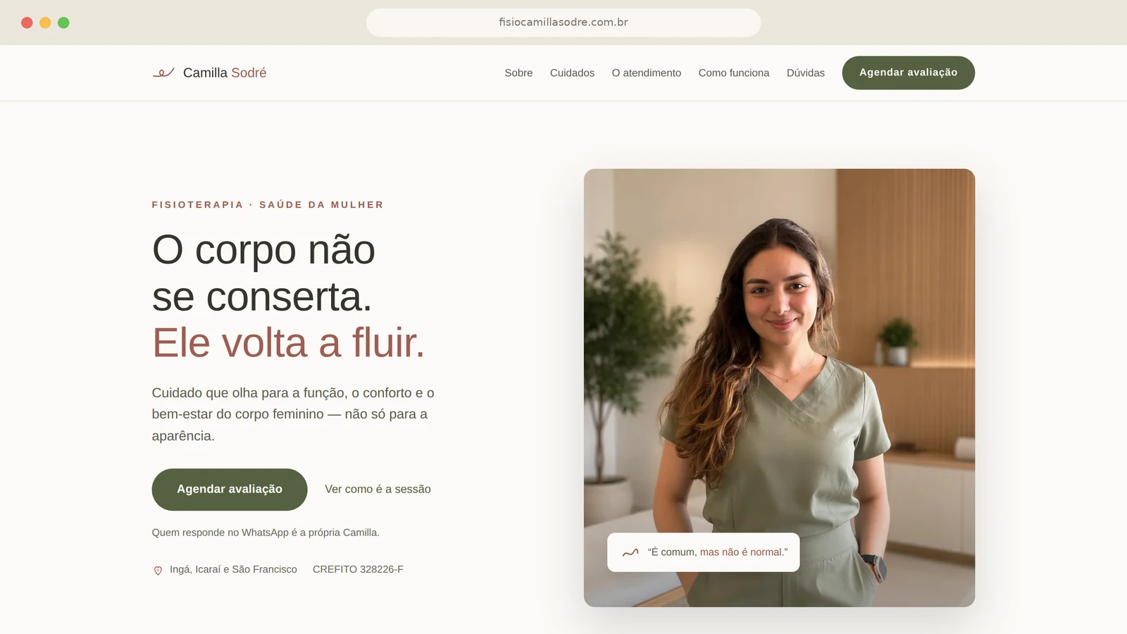 Case Camilla Sodré — identidade, site e conteúdo