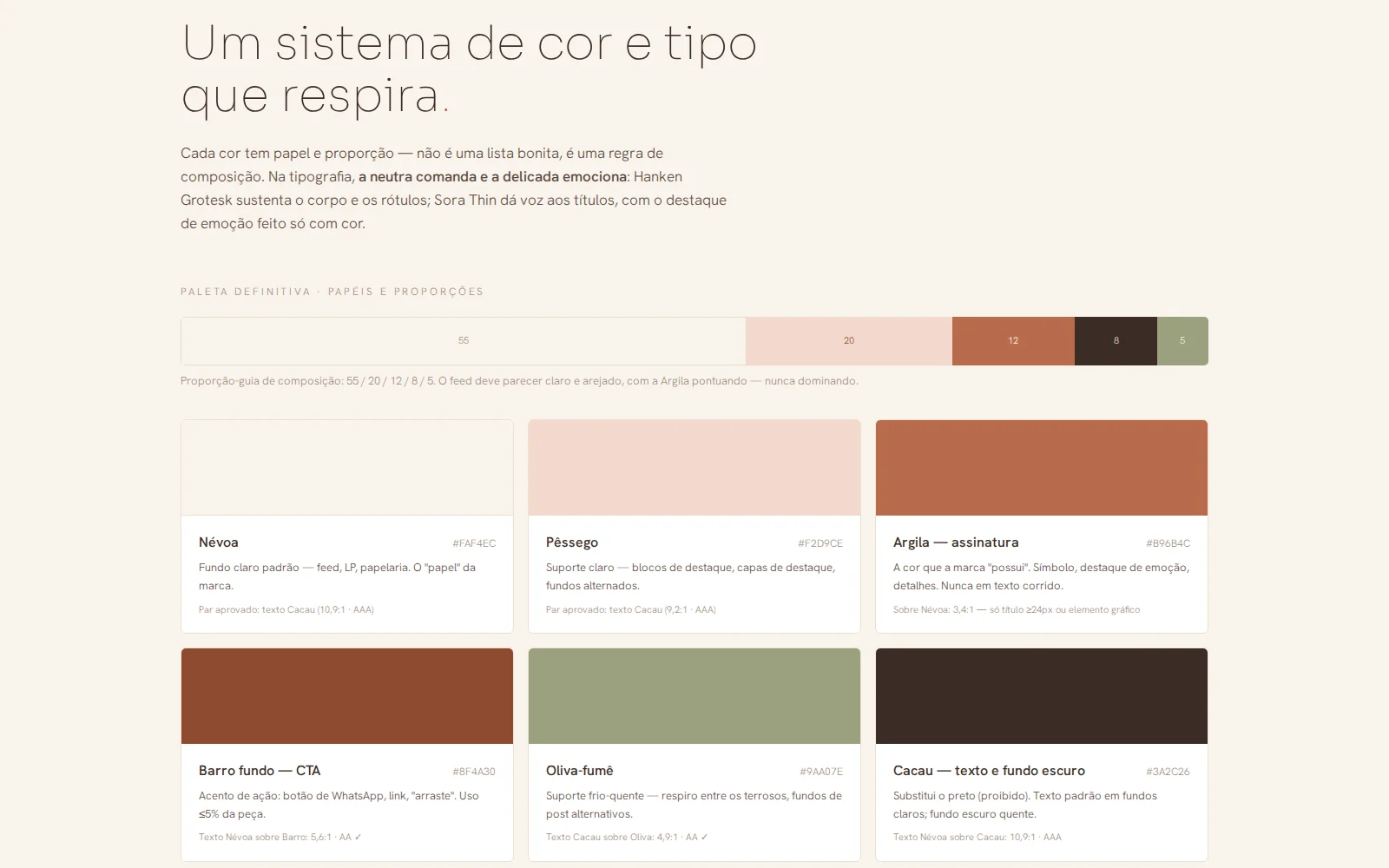 Paleta e proporções da marca Camilla Sodré