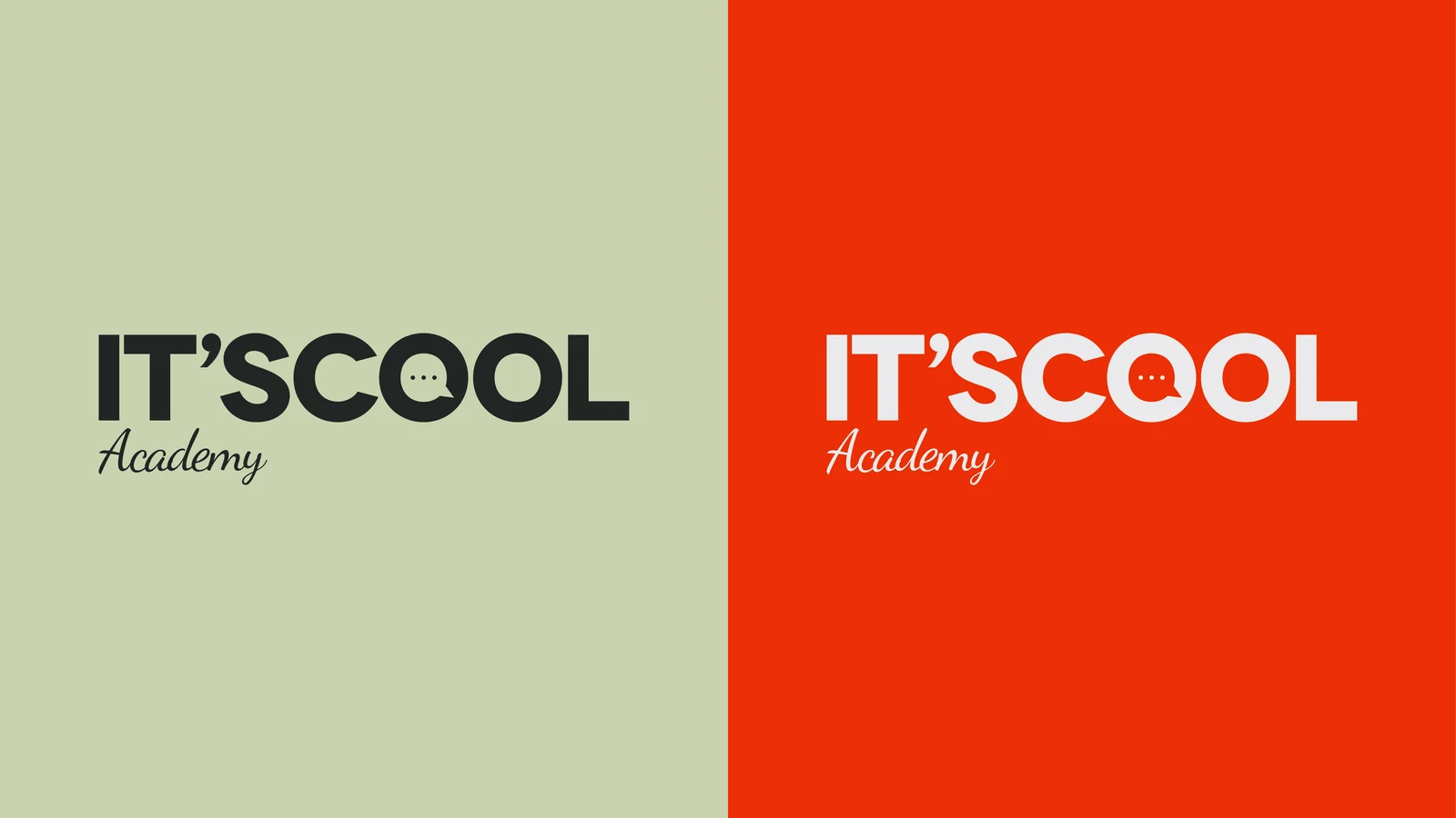 Logotipo It's Cool Academy em positivo e negativo