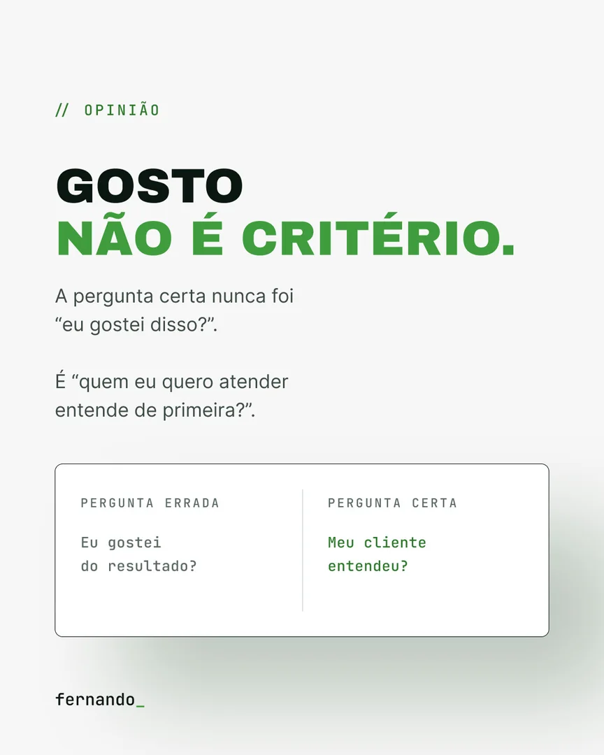 Post publicado: gostar não é critério